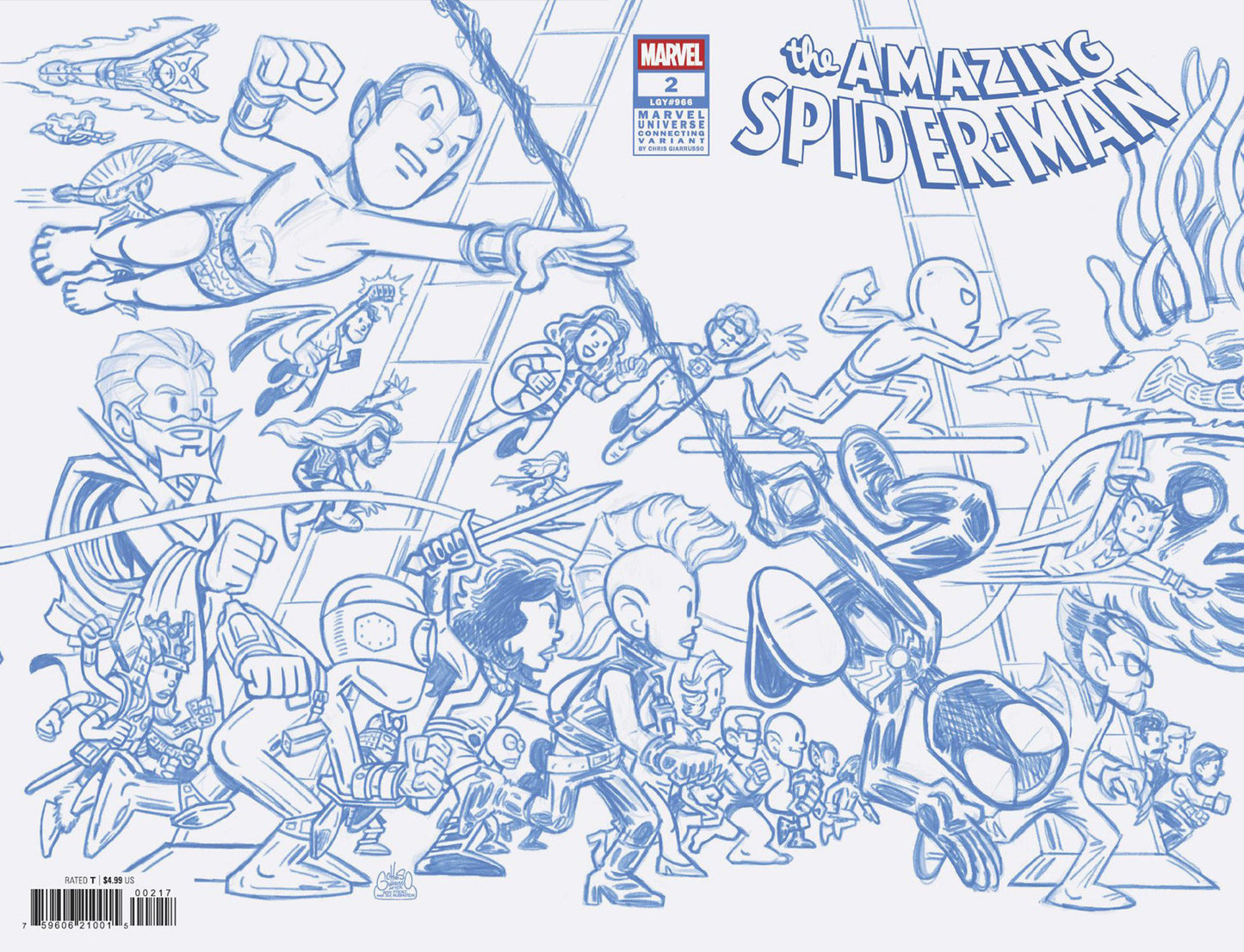Amazing Spider-Man #2 Chris Giarrusso Marvel Universe Connecting Blue Line Sketch Wrap Variant L