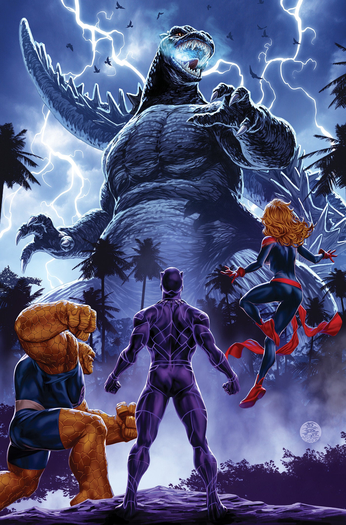 Godzilla Destroys The Marvel Universe #4 Mark Brooks Full Art Variant