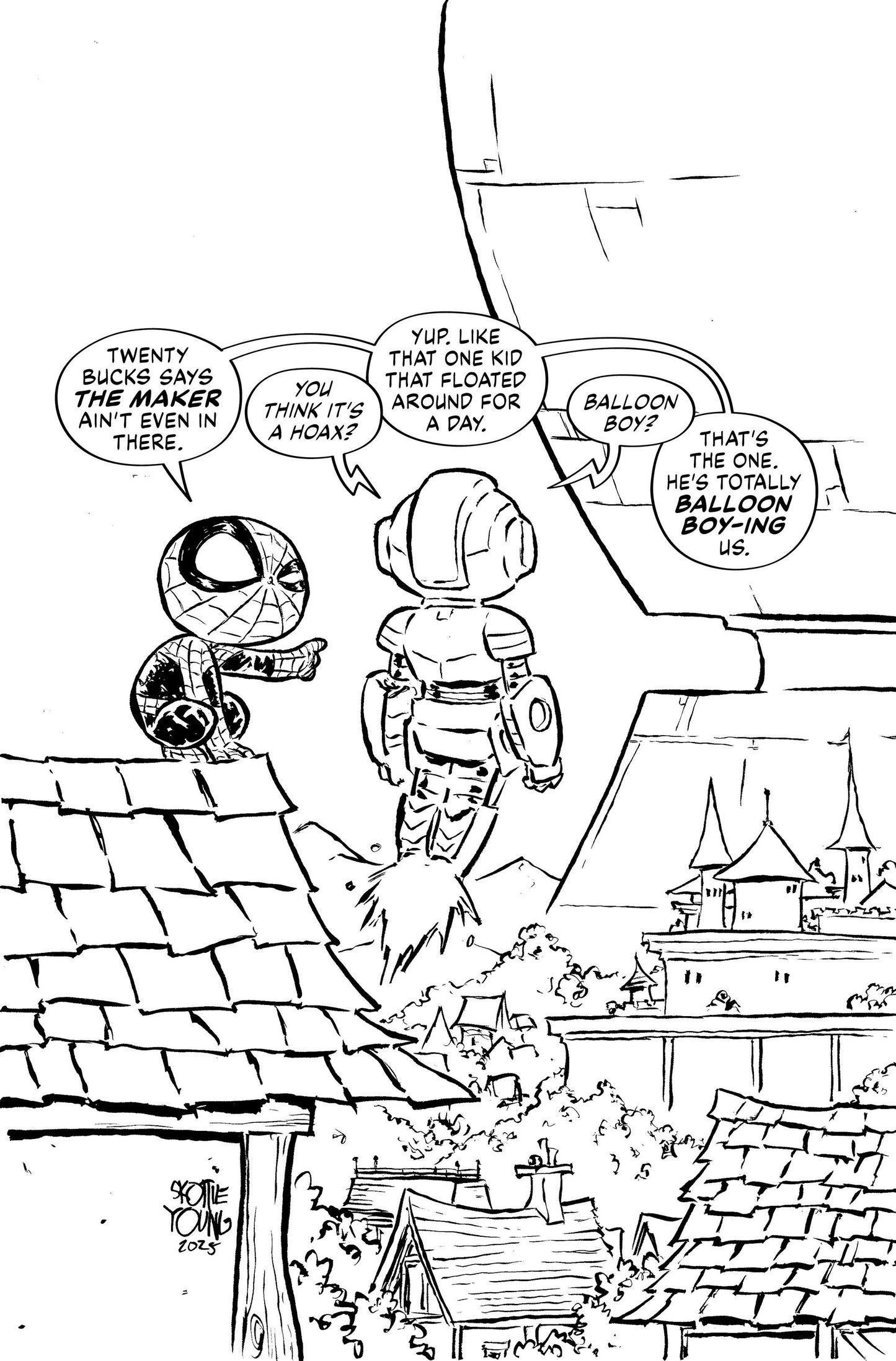 Ultimate Endgame #1 Skottie Young Black And White Full Art Variant