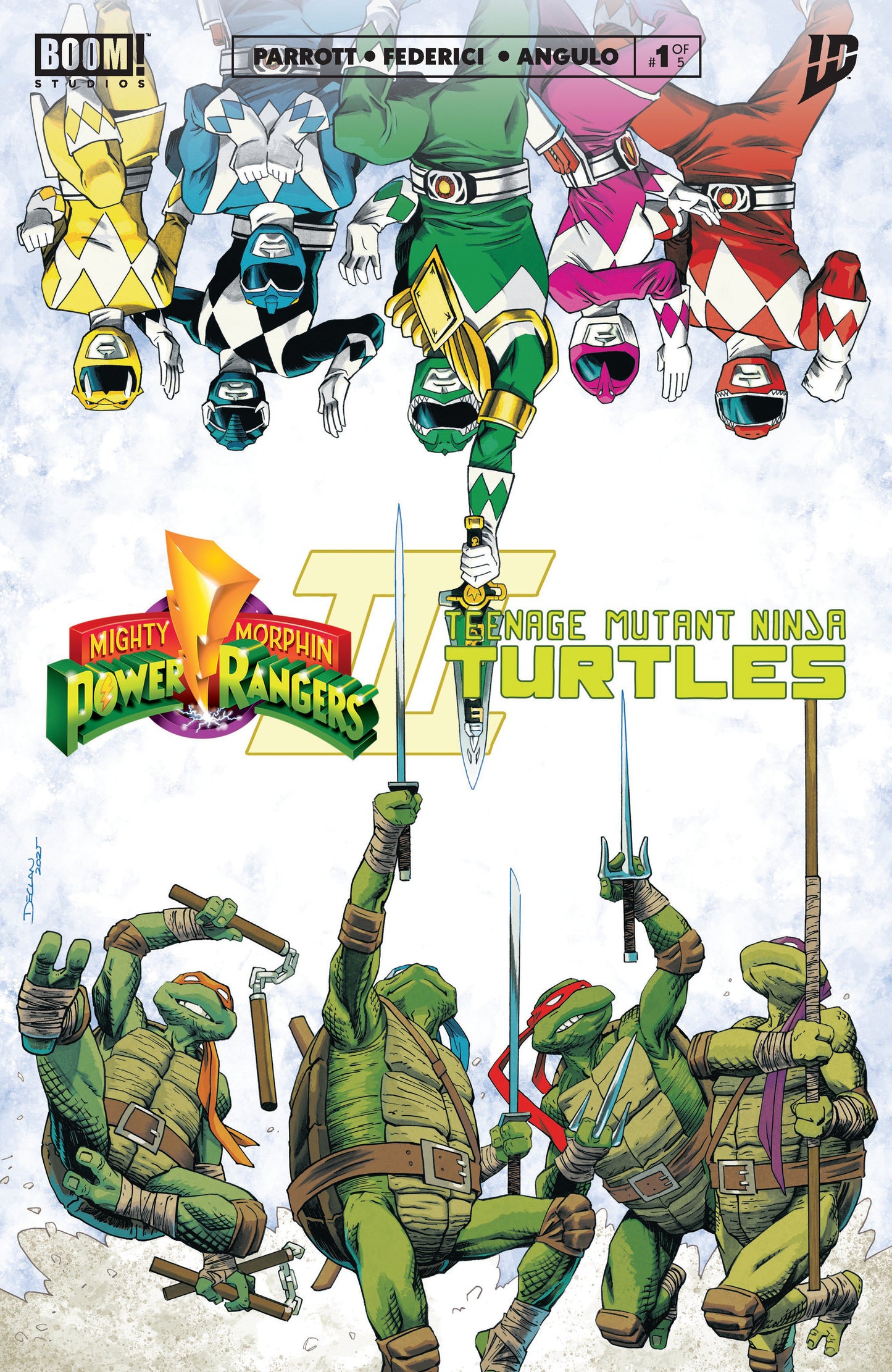Mighty Morphin Power Rangers/ Teenage Mutant Ninja Turtles III #1 N Foc Reveal Variant (Dressed, Shalvey)