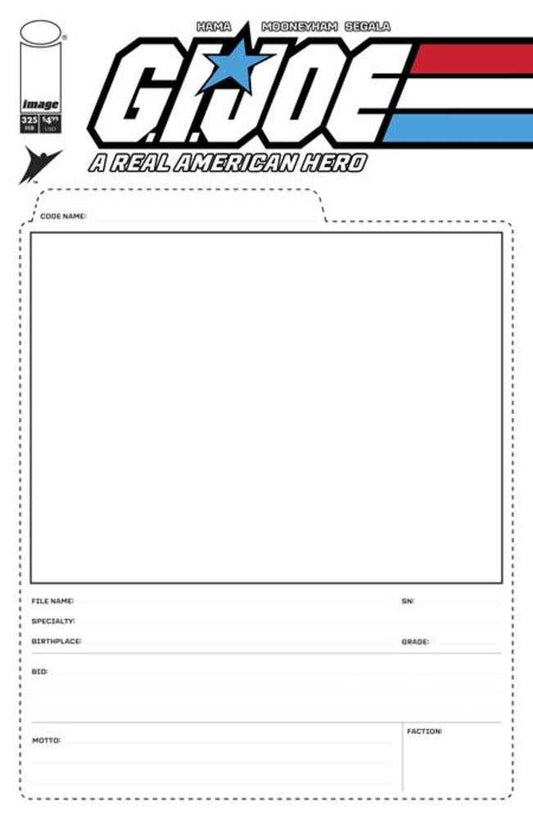 G.I. Joe A Real American Hero #325 Cover F Blank Sketch File Card Variant