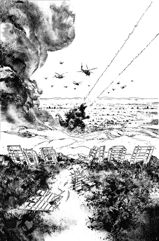Godzilla vs. America: Los Angeles Variant Ri (25) (Hardman Full Art Black & White)