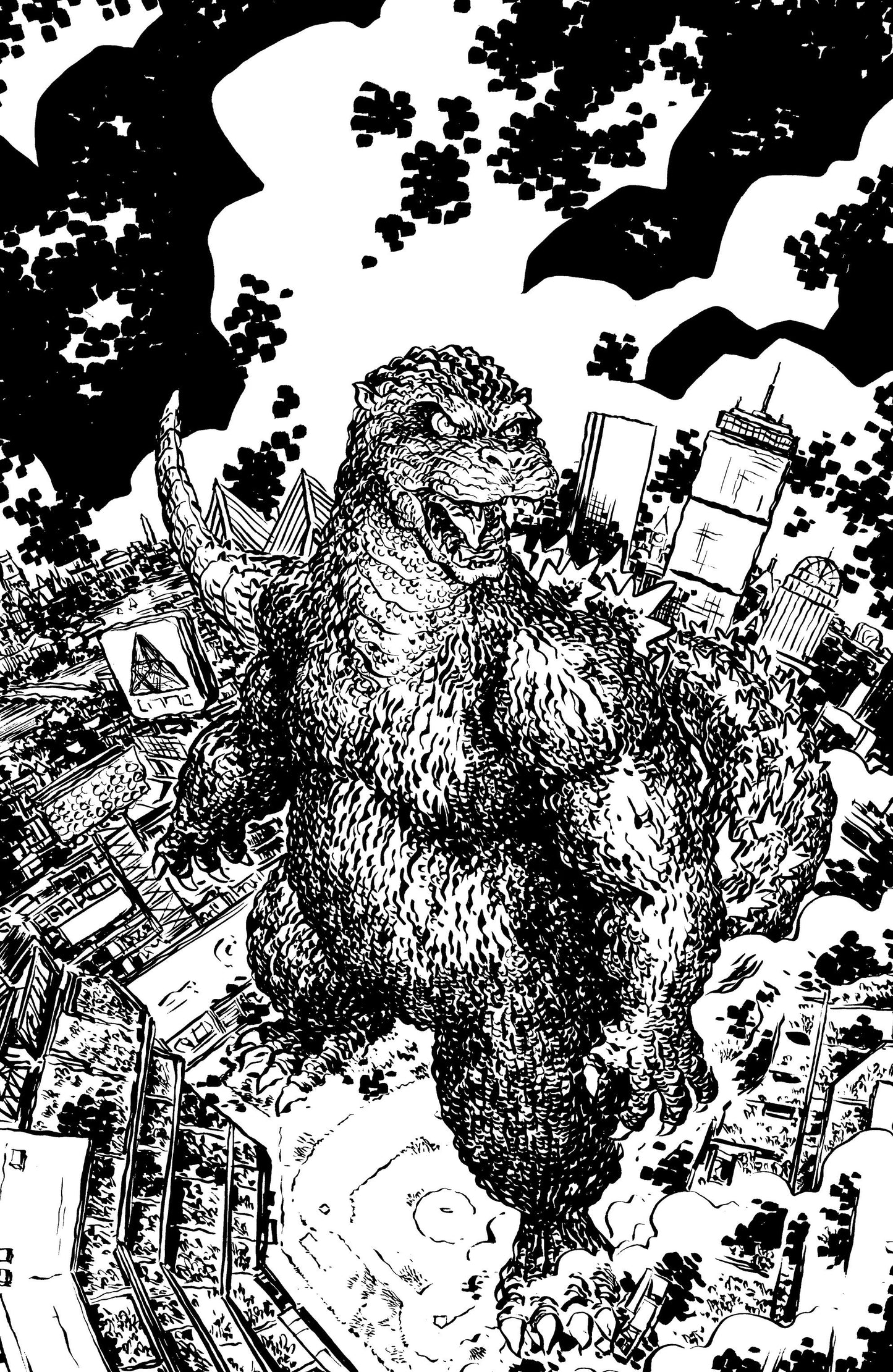 Godzilla vs. America: Boston Variant Ri (25) (Lonergan Black & White Full Art)